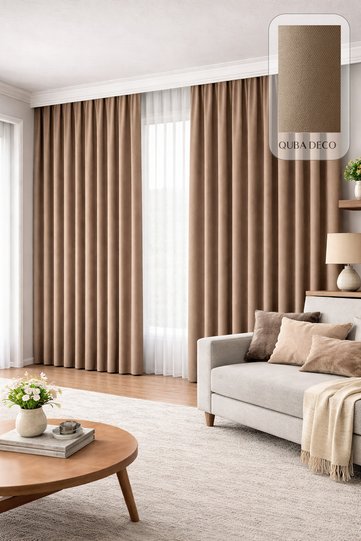 Velvet Textured Island Background Curtain (1X3 Dense Pleats) Living Room Bedroom