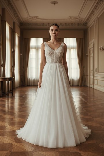 A-Line V-Neck Wedding Dress
