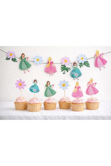 Princess Themed Toothpick and Banner Ornament Set