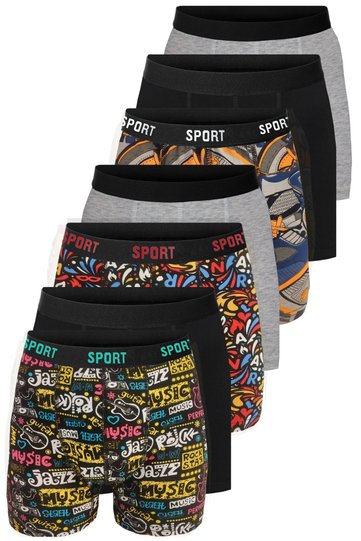 Patterned Plain Mixed Men's Pack of 7 Cotton Lycra Boxers