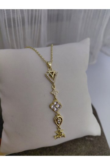 Zircon Stone Mystic Figured Lucky Necklace Steel Y Necklace