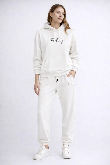 3Iplik Cotton Back Printed Hooded Hoodie Sweat Pantalon Set Loveyourself Printed