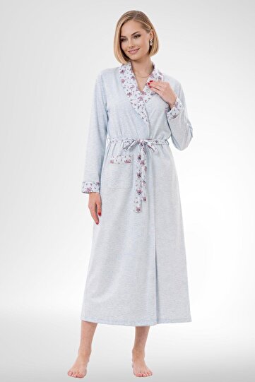 Mecit 6311 Blue Women's Plus Size Dressing Gown
