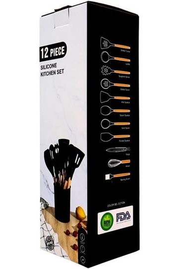 12 piece Premium Silicone Kitchen set with Holder(black)