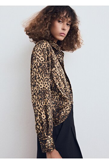 Satin Shirt with Leopard Print
