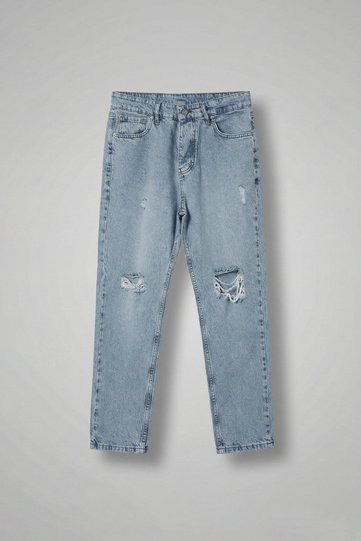 Men's Boyfriend Fit Distressed Jeans Blue