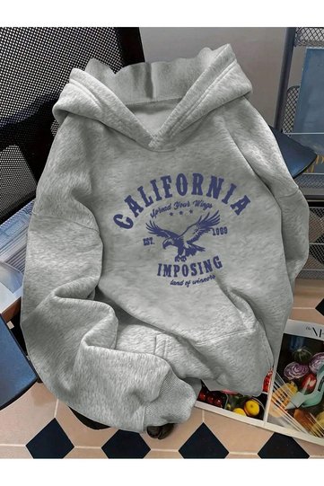 CALIFORNIA LOS ANGELES Printed Oversize Unisex Women's/Men's Hooded Sweatshirt