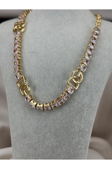 Gold Color Stone Chain Stylish Necklace