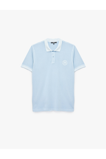 Regular Fit Embroidered Short Sleeve Cotton Polo Neck T-Shirt