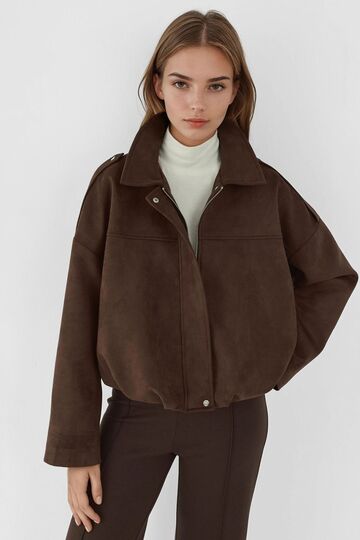 Soft Textured Suede Bomber Jacket
