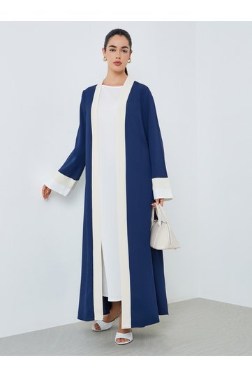 Women Navy Blue Color Block Abaya