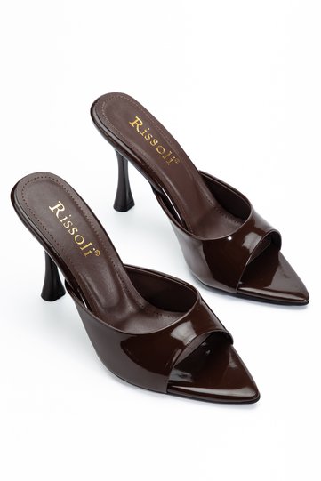 Rissoli Women's Bitter Brown Pointed Toe Heeled Sandals