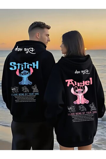Disney Stitch and Angel Couple Hooded Tops |