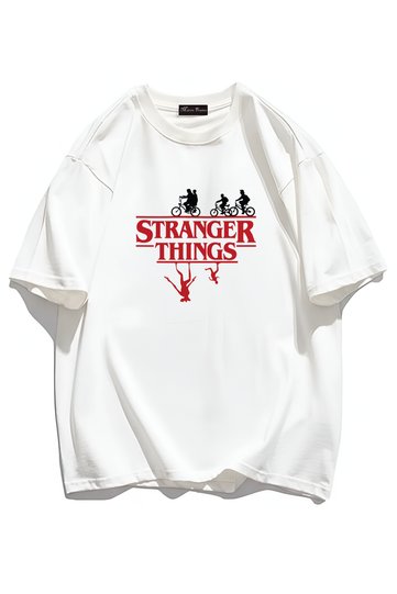 Unisex Casual Short Sleeve Stranger Things Printed Teen Oversize Tshirt