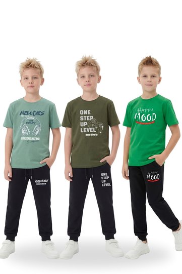 Boys' 3-Piece T-Shirt and Sweatpants Set – Transitional Daily Outfit