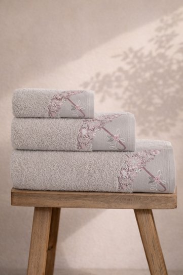 Victory 3-Piece Towel Set 100% Cotton Boxed Turkish Bath Set Dowry Set Luxury Bath Towels