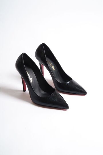 Black Shiny Snake Women's Thin Heeled Shoes Stiletto Yoshi