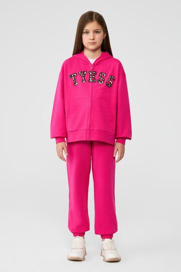Bg Store Girls' Fuchsia Tracksuit Top