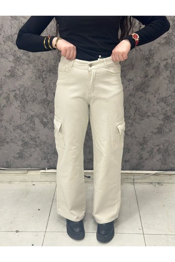 Beige Palazzo Wide Leg Beige Cargo Super High Waist