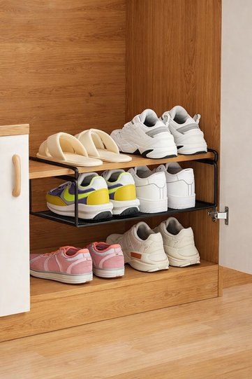 1 Piece Space-Saving Metal Shoe Organizer for Inside the Cabinet, Slipper and Shoe Organizer