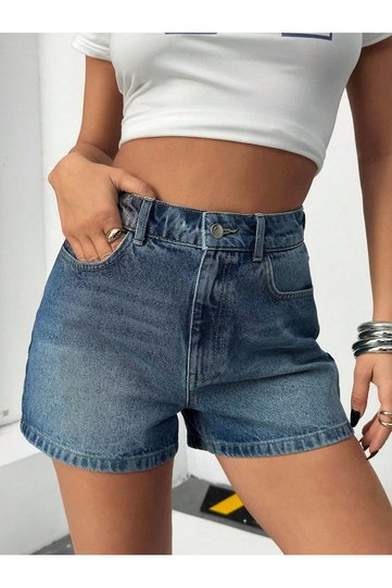 Jeans Women's Medium Blue High Waist Denim Jeans Shorts