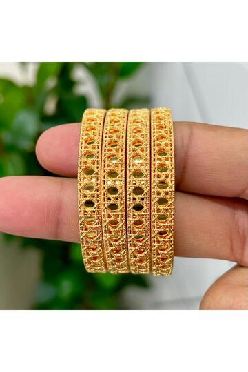 4 Children's Gold Plated Bangles - Size 15