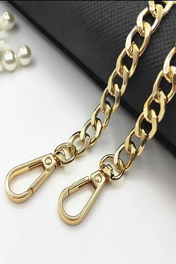 Gold Color Chain Bag Chain Set with Spring Hook - Chain Length: 110 Cm