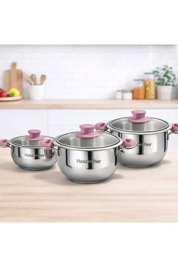 6 Piece Stainless Steel Cookware Set Begonya Milenium 14Cm+16Cm+18Cm