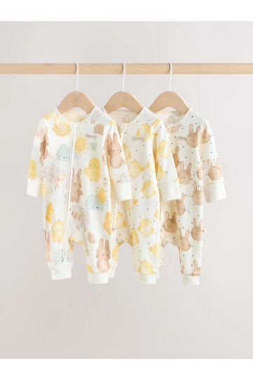100% Organic Cotton Yellow Spring/Rabbit Themed Double Zipper 3-Piece Sleeping Bag Set Alyw51093