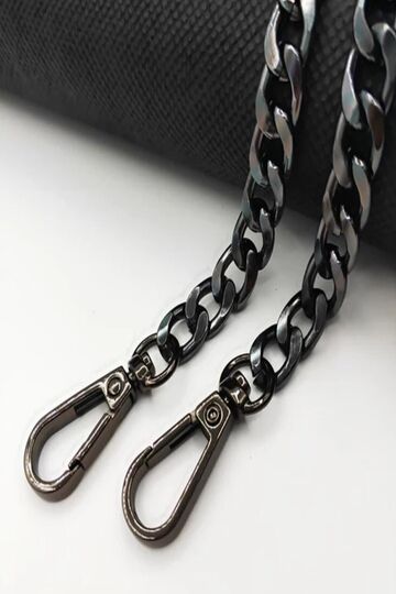 Anthracite Color Chain Bag Chain Set with Spring Hook - Chain Length: 110 cm