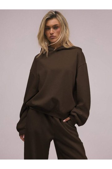 Women's Hooded Sweatshirt 3 Yarn 100% Organic Cotton Oversize Fit Unprinted