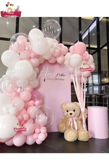 Macaron Pink* White 100-Piece Balloon Chain Set