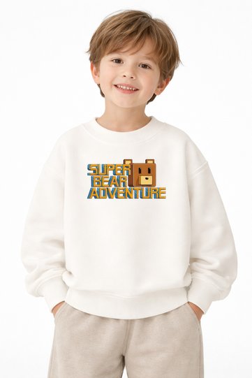 سويت شيرت Super Bear Adventure مطبوع قصة فضفاضة 3 Thread بدون شاردون بأكمام طويلة للجنسين للأطفال