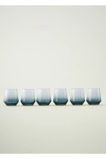 Colored 6-Piece Coffee Water Glass Set Blue (115 Cc)