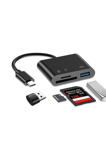 2Pcs 3 In 1 Adapter Type-C, Tf, Sd, Memory Card Reader, USB To Type C OTG Adapter Recorder, Compact