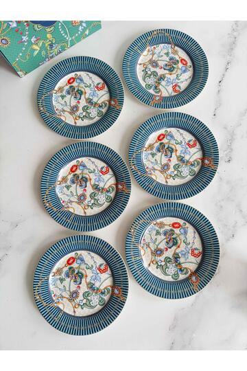 Porcelain Cake Plate Set of 6 19cm Azur
