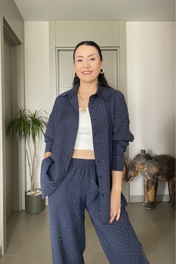 Shiny Stone Shirt Pants Tiril Set