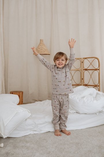 Geometric Printed Color Shapes Children's Pajama Set
