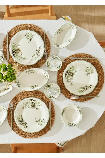 Julia Stoneware 26-Piece Breakfast Set for 6 People Green