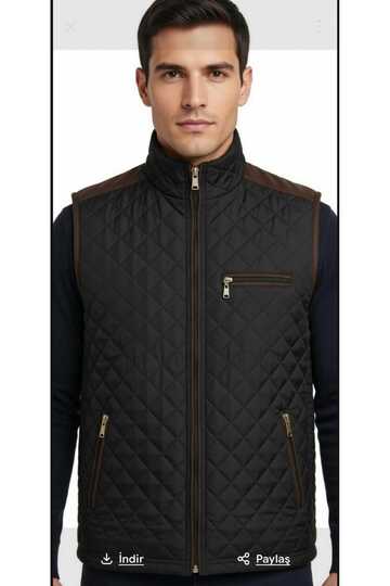 Black Belted Quilted Fleece Vest