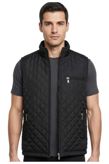 Black Quilted Fleece Vest