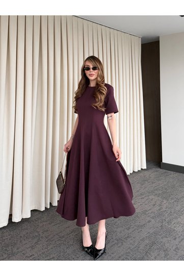 Burgundy Godet Dress - 05174