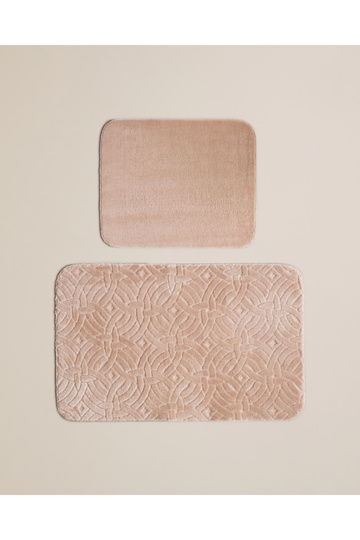 Wavelet Non-Slip Base Bath Mat Set 60X100 cm + 50X60 cm Light Beige