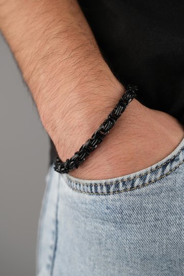 Men's Black Stainless Steel King Chain Bracelet Does Not Tarnish