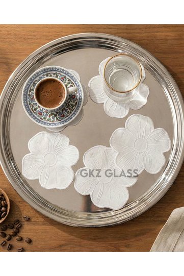 6 Linen Fabric Embroidered Coffee Side Cocktail Napkins & Coasters Serving Napkins