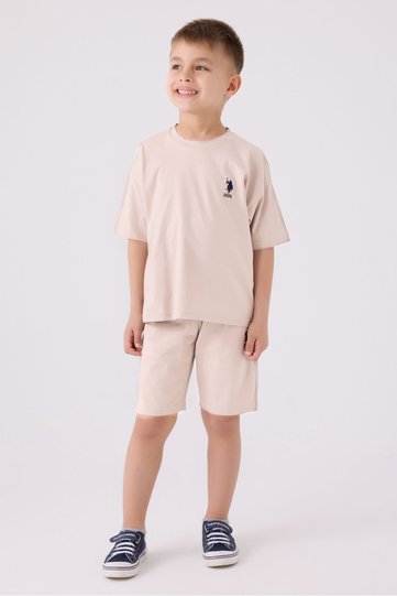 U.S. Polo Assn Boys Cream Bermuda Set