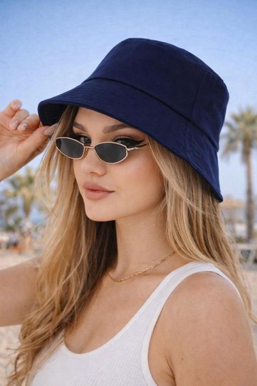 Women's Navy Blue Bucket Hat, Summer Bucket Hat, Casual Bucket/Fisher Hat