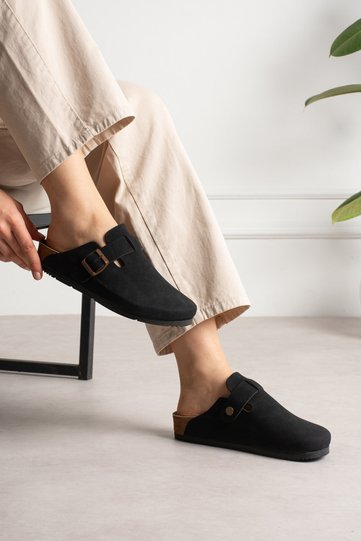 Unisex Orthopedic Closed-Front Buckle Sabo Daily Home and Outdoor Slippers Black