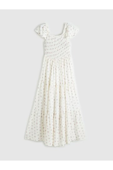 Ermus Global and Pink Square Neck Floral Poplin Dress