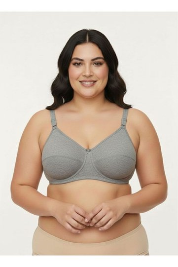 Gray Cotton Combed Cotton Bra Without Sponge and Underwire – Ideal for Comfortable and Natural Daily Use
